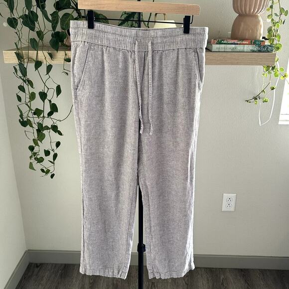 Ann Taylor Factory Women Linen Blend Ankle Pants M Gray Casual Comfy - Picture 1 of 9